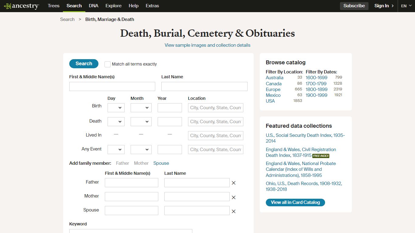 Death, Burial, Cemetery & Obituaries