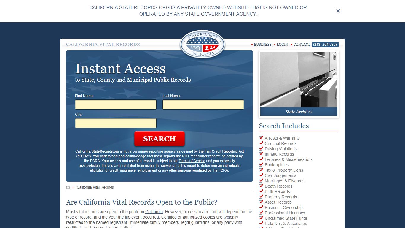 California Vital Records | StateRecords.org